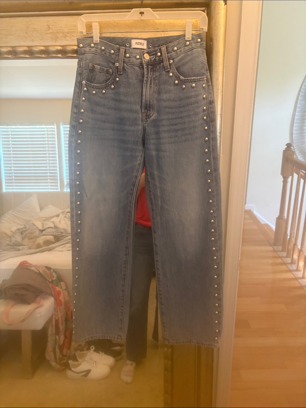 Pistola Straight-Leg Jeans with Silver Studs